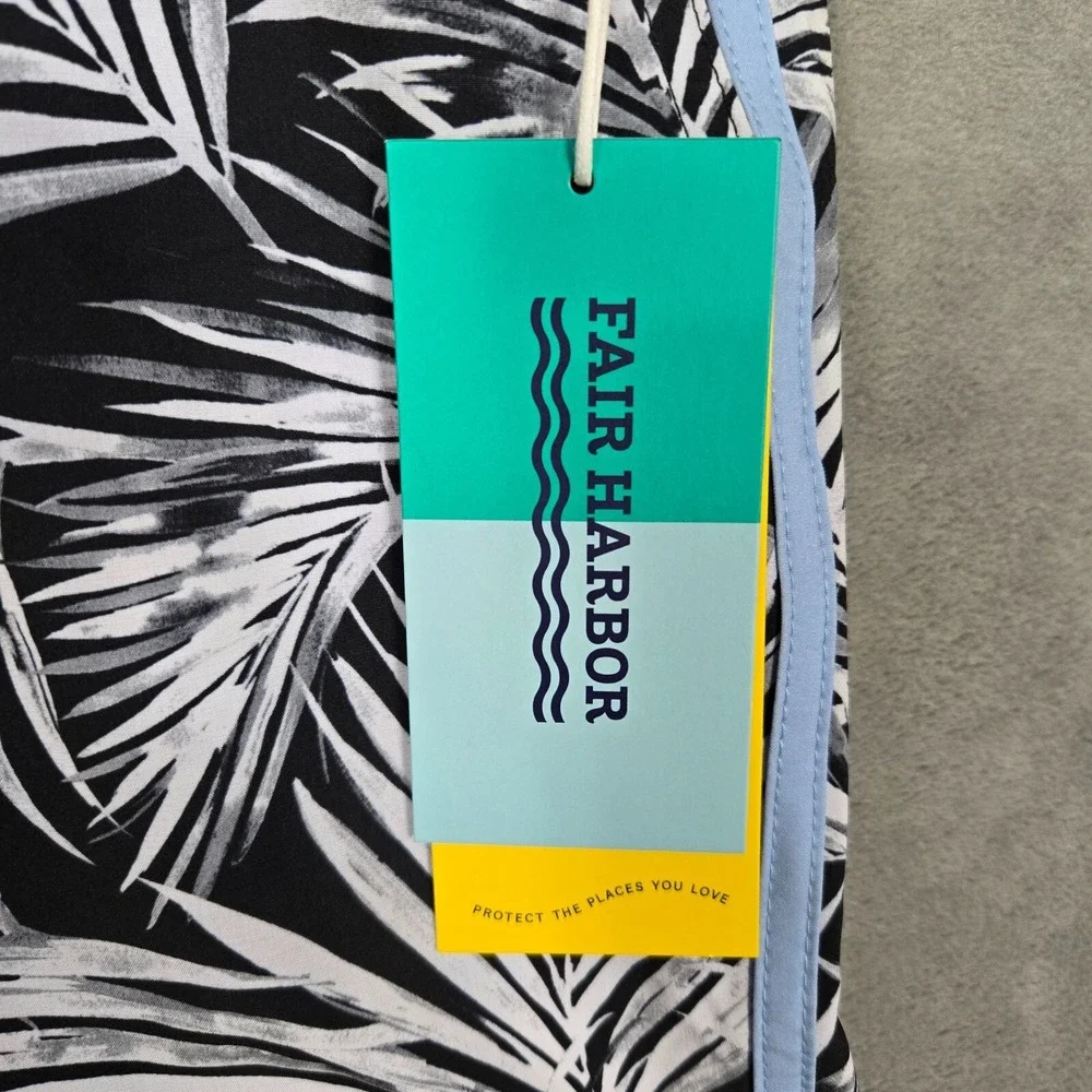 Fair Harbor‎ Swim Trunks Mens 38 Lined black white palm stretch the sextant NEW